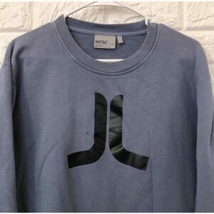 WESC Mens Blue Graphic Logo‎ Crewneck Sweatshirt Pullover Casual